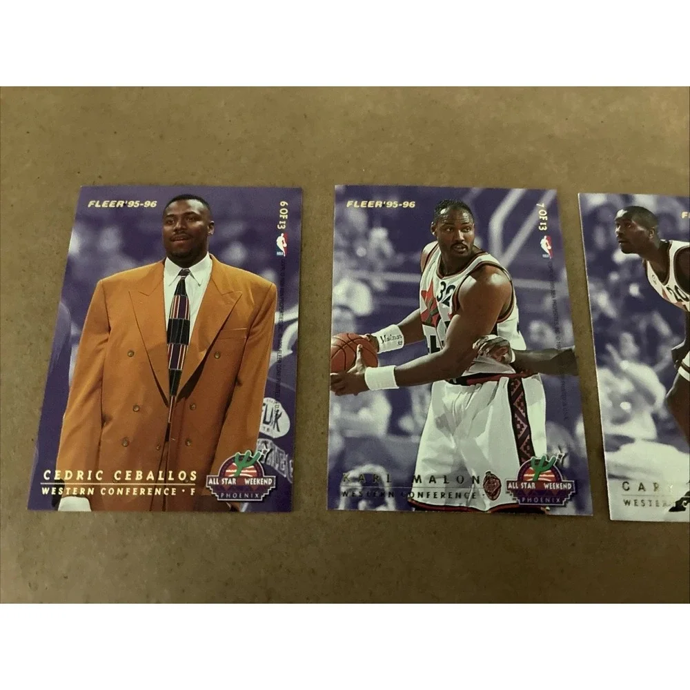 95-96 Fleer All Star Insert 3 Card Lot Payton‎ Malone Ceballos Barros Hill Baker